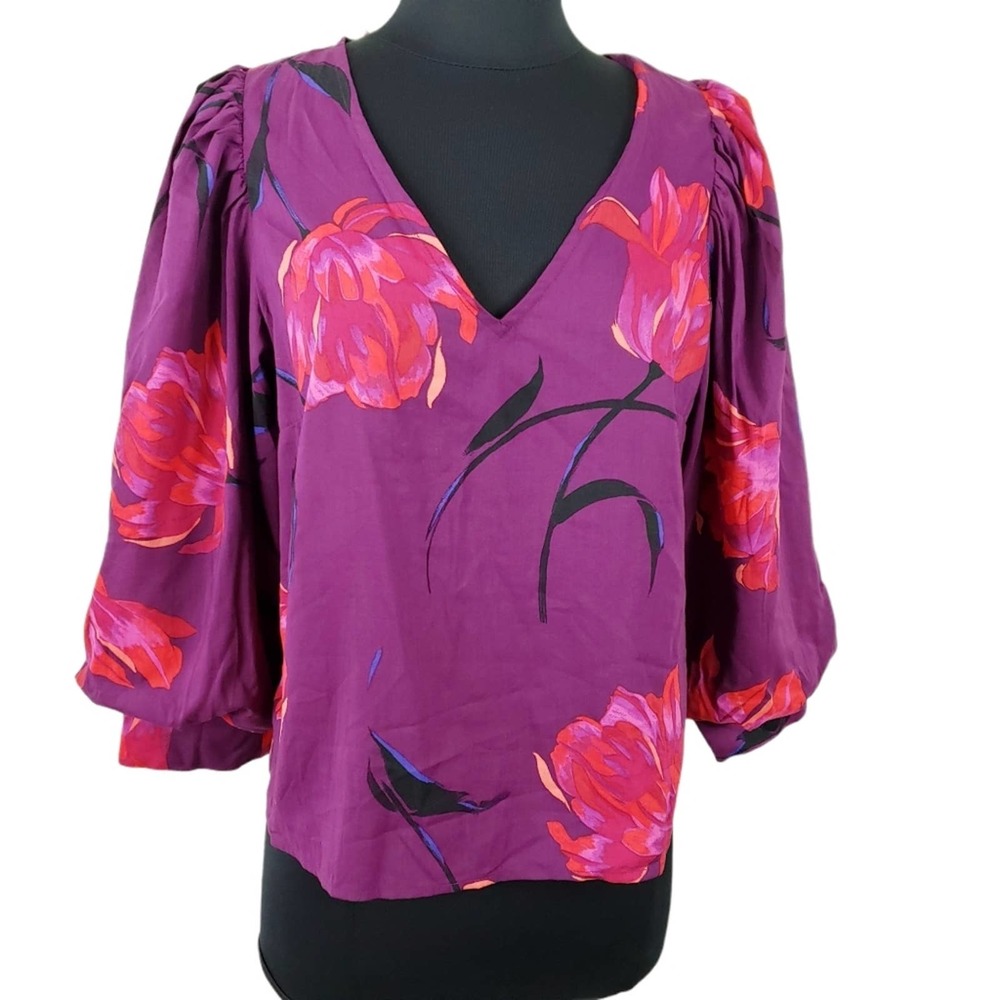 A New Day Blouse Tropical Flowers Dopamine Dressing Colorful Size Medium